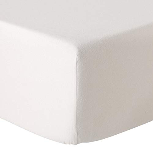 Pekebaby Sábana Bajera de Franela de algodón 100% de Cuna (60 x 120 cm) Blanco