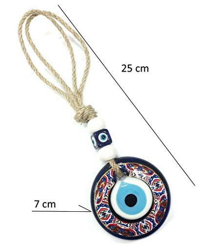 Perlin Nazar Boncuk Boncugu Turco Azul Evil Eye Pared Colgante 25 cm Ornamento Ethnisches Osmanisches Diseño Amuleto Decoración Home Decor Protección Segen Regalo, vidrio, Diseño 4