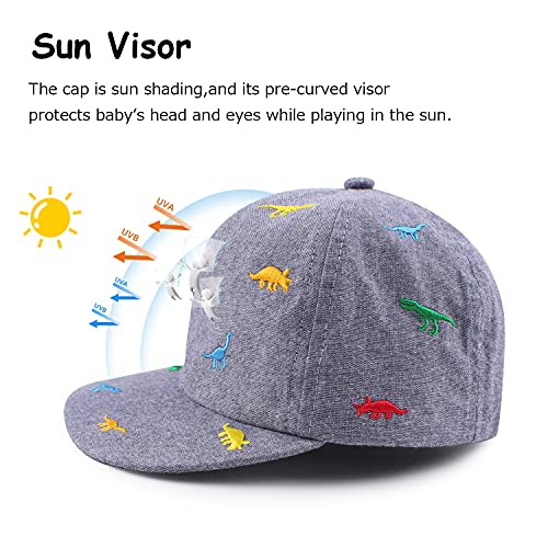 Pesaat Classic Baby Gorra de béisbol Dinosaurio Niños Niñas Sombrero para el Sol Algodón Primavera Verano Niños Visera Sombreros (Dinosaurio Bordado, 6 a 12meses)