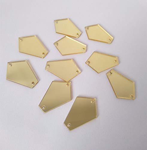 Piedras efecto espejo de acrílico para coser, reverso plano, decoración para prendas de ropa, 50 unidades, personalizable 25x15mm dorado