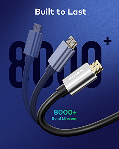 PIHEN Micro B Cable，USB 3.0 a Micro USB 3.0 Cable sincronización con conector de aluminio para Toshiba Canvio, disco duro externo WD, Samsung Galaxy S5, nota 3 y más (2m)
