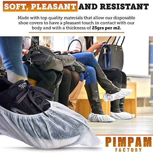 PimPam Factory - Pack de 100 Cubrezapatos Desechables | Transpirables y Ajustables | Fabricado en España | Fundas Protectoras | Hipoalergénico | 100% Reciclable | Sin Olor