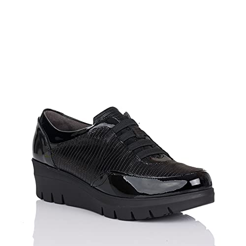 PITILLOS 1113 Zapato Elasticos CUÑA Mujer Negro 39