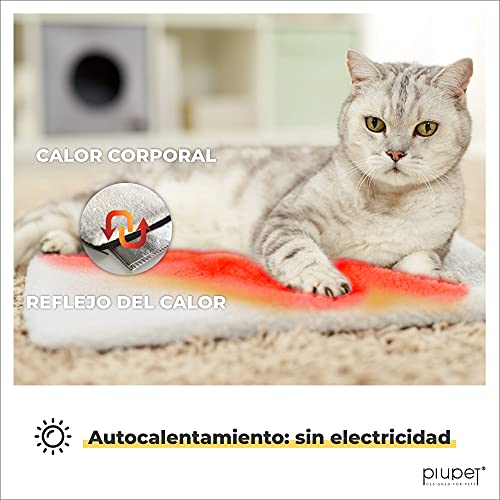 PiuPet® Manta térmica para Gatos & Perros, Autocalentado - sin Electricidad y baterías, Cojín de Calor, Innovador e ecológico (60x45cm, para Gatos)