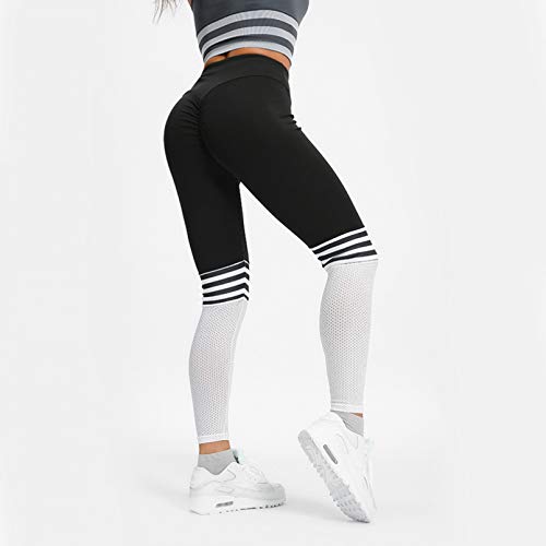 PKYGXZ Leggings Sexis con Estampado de Leopardo para Mujer Mallas Deportivas de Malla Blanca y Negra Mallas Deportivas de Cintura Alta Conjunto de Gimnasio Mallas de Ejercicio físico