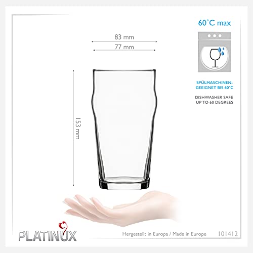 PLATINUX Juego de 6 vasos de cerveza de 500 ml (máx. 568 ml), vasos de cerveza de cristal