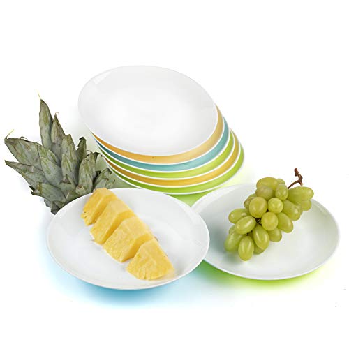 Platos plastico duro reutilizable cocina desayuno postre aperitivos vajilla fiesta - juego de 8 platos