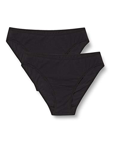 Playtex Essential Cotton Bikini X2 Style Underwear, Negro, Negro, M Womens