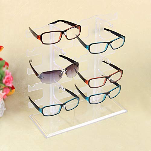 POFET 10 pares de gafas de sol de acrílico organizador de doble fila de gafas de sol titular de soporte de exhibición de gafas organizador (transparente)