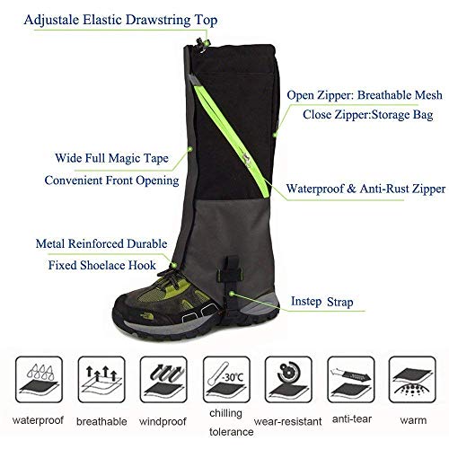 Polainas impermeables para exterior, leggings protectores transpirables 2win2by2 win2buy - Ideal para protegerte del polvo, barro o nieve al hacer senderismo, escalada o andar por la nieve