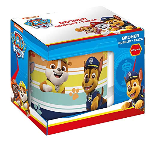 POS 29460 - Taza con diseño de la Patrulla Canina para niños, aprox. 200 ml, de porcelana, en caja de regalo, apta para microondas y lavavajillas (29460049)