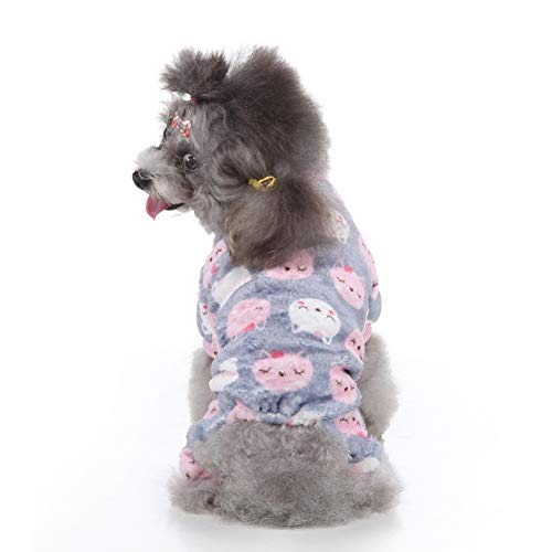Poseca Pijamas para Perros y Gatos Ropa de Mono suéter cálido para Perros Abrigo de Lana para Perros Ropa para Cachorros Pijamas para Perros pequeños y medianos