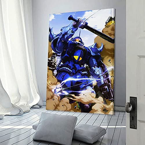 Póster de anime Gundam Robot Mecha Space Canvas Poster Wall Fabric Art Decor Imprimir Cuadros para sala de estar, dormitorio, decoración de 40 x 60 cm, estilo marco