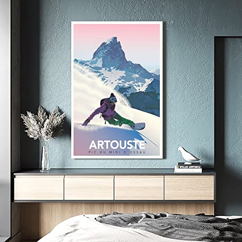 Póster de viaje vintage Affiche ARTOUSTE – Pic Du Midi D'Ossau, póster decorativo de lona para dormitorio familiar, carteles de 40 x 60 cm