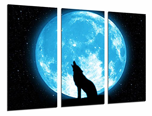 Poster Fotográfico Lobo, Animal, Luna, Noche, Aullido Tamaño total: 97 x 62 cm XXL