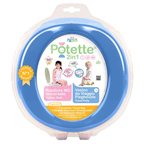Potette 2in1 Blu, Travel Potty y Toilet Reducer - incluye 3 repuestos