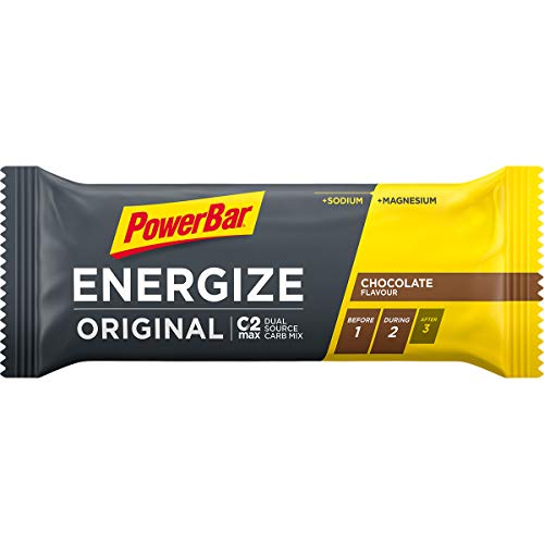 PowerBar Energize Original Chocolate 25x55g - Barra de alta Energía de Carbono + C2MAX Magnesio y Sodio