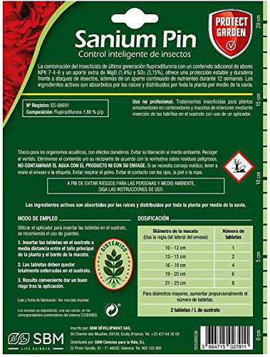 PROTECT HOME Pack de 2 Prontect Home-Sanium Pin insecticida sistémico con Fertilizante y micronutrientes, Tratamiento Combinado, 20 Pastillas, Verde (11092)