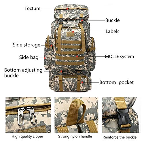 PULUSI Alta capacidad 80L camuflaje al aire libre Tartical senderismo mochilas impermeable militar bolsas para hombres que viajan camping caza trekking escalada mochila