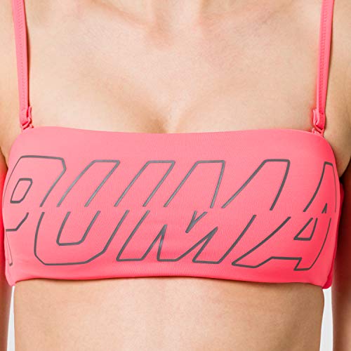 PUMA Swim Women's Bandeau Top Parte Superior de Bikini, Rosa, XL para Mujer