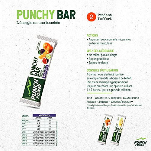 Punch POWER Marca francesa Barrita energética deportiva Punchy Bar Multifrutas 30 g