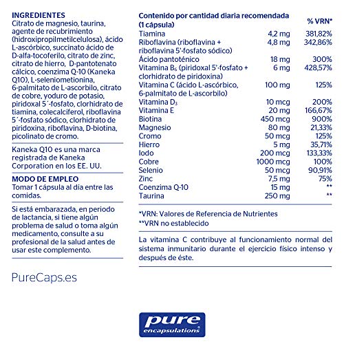 Pure Encapsulations - Sport 76g - Vitaminas, Minerales, Coenzima Q10 y Taurina - Micronutrientes Óptimos para Deportistas y una Vida Activa - 60 Cápsulas Vegetarianas
