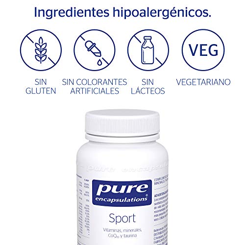 Pure Encapsulations - Sport 76g - Vitaminas, Minerales, Coenzima Q10 y Taurina - Micronutrientes Óptimos para Deportistas y una Vida Activa - 60 Cápsulas Vegetarianas