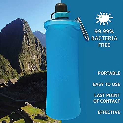 Purificador de agua portátil Faircap Mini Soft Flask 1L - Filtra 99.99% de bacterias y otros patógenos - Ideal para viajes y deportes de aventura - Para botellas de PET de bebidas gaseosas de 28 mm