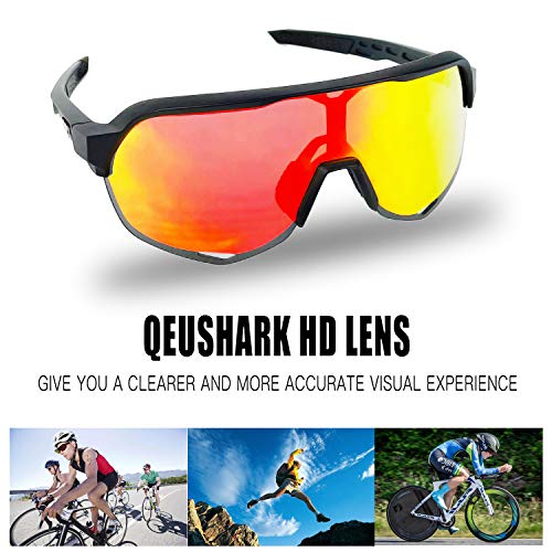 PUTRON Gafas de Ciclismo, Gafas de Sol Polarizadas, Gafas de Sol Deportivas, con 3 Lentes Intercambiables, UV400 Protección, Correr, Golf, Beisbol, Surf, Conducción, Esquiando, Pesca
