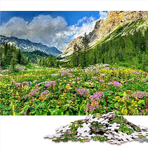 Puzzle 1000 Piezas Alpes Julianos Eslovenia Paisaje Montaña Naturaleza Primavera Rompecabezas de Madera 52x38cm Lady Puzzle Decoración de Halloween