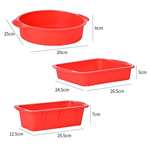 Queta Molde de silicona hornear 4 piezas Moldes de panadería flexible y antiadherente con una espátula de silicona para hornear Pan Tostadas Pastels (Rojo) (Tipo1)