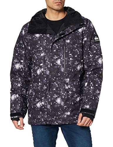 Quiksilver Mission Printed - Chaqueta Para Nieve Para Hombre Chaqueta Para Nieve, Hombre, true black woolflakes, L