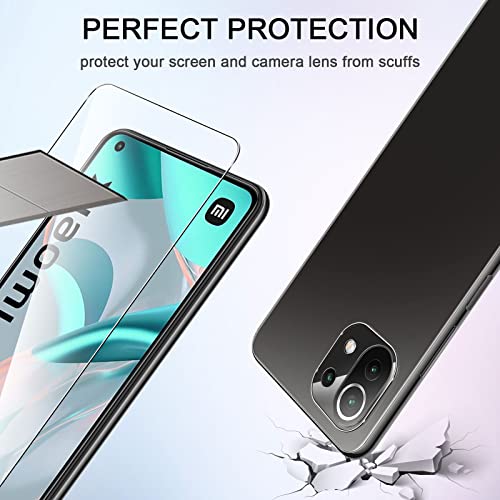 QULLOO para Xiaomi Mi 11 Lite 5G New/Mi 11 Lite 5G Protector de Pantalla + Protector de Lente de cámara [2 + 2 Piezas],9H Dureza Vidrio Templado Film Cristal Templado para Mi 11 Lite New Edition