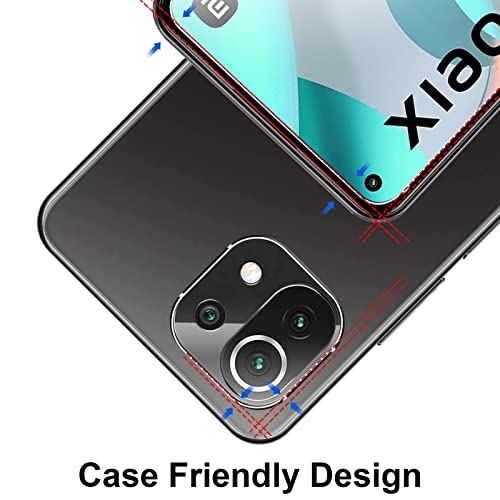 QULLOO Protector de Pantalla para Xiaomi Mi 11 Lite 4G&5G/11 Lite 5G NE [3 Piezas] + Protector de Lente de Cámara [3 Piezas], 9H HD Alta Sensibilidad Cristal Templado