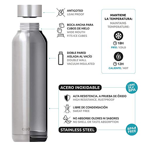 Quokka Solid - Tropical 630 ML | Botellas De Agua Acero Inoxidable Sin BPA |Botella Térmica De Doble Pared - Mantiene el frío y el Calor para Niños y Adultos