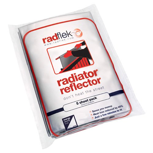 Radflek - Reflectores para radiadores (5 hojas, 4 tiras adhesivas reflectantes, para 5-10 radiadores)