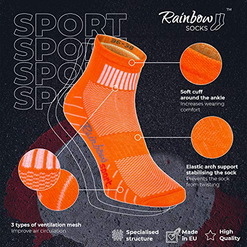 Rainbow Socks - Hombre Mujer Calcetines Deporte Colores de Algodón - 12 Pares - Negro - Talla 39-41