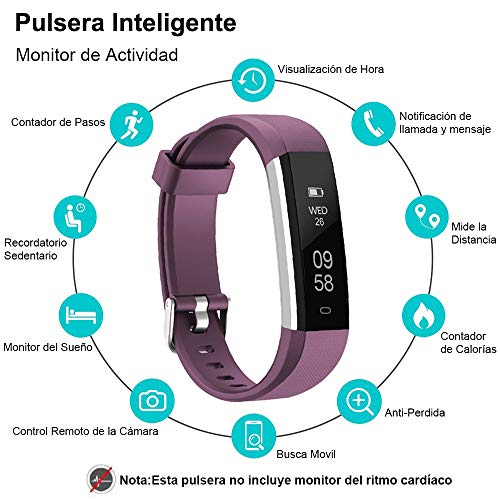 Rayfit Pulsera Actividad Reloj Inteligente Fitness Tracker Podómetro Monitor de Sueño Contador de Calorías Pasos Rastreador de Ejercicios Reloj Salud Pulsera Deportiva para Niños Mujeres Hombres