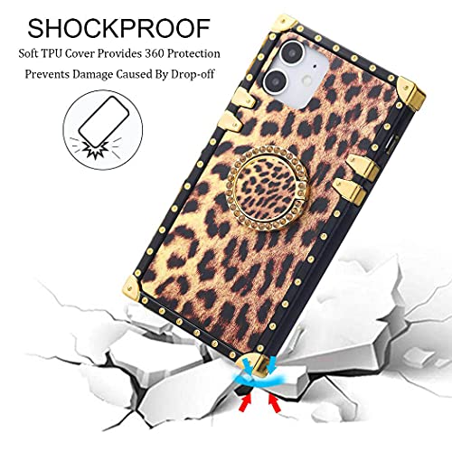 Reaky para iPhone 12 Funda con anillo de leopardo Funda para iPhone Funda con estampado de guepardo Funda protectora de lujo a prueba de golpes