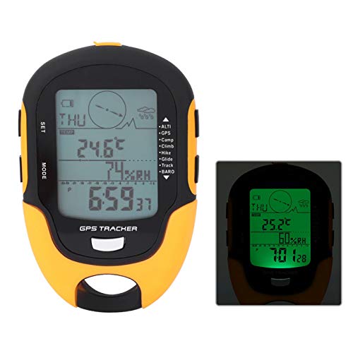 Receptor de Navegación GPS Multifunción Portátil USB Recargable Altímetro Digital Barómetro Brújula, Termómetro Reloj Digital con Mini Linterna