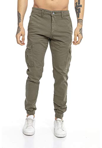 Redbridge Pantalón Chandal para Hombre Vaqueros Jeans Joggers Cargo Look Verde W34 L32