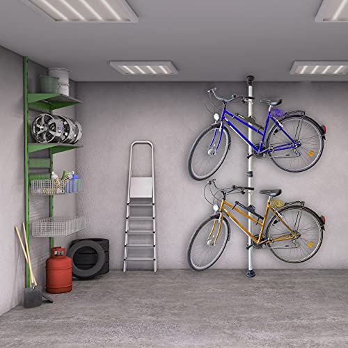 Relaxdays 10017182 - Portabicicletas telescópica para 2 bicicletas, ajustable, plateado, 160-340 cm