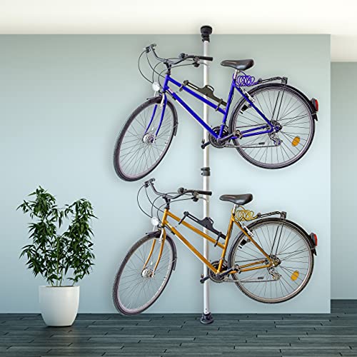 Relaxdays 10017182 - Portabicicletas telescópica para 2 bicicletas, ajustable, plateado, 160-340 cm