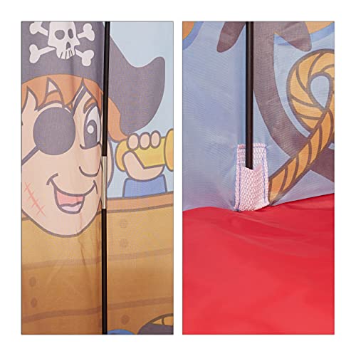 Relaxdays Tienda Pirata Grande con Bandera, Casa Juguete Niños, Más de 3 Años, Poliéster, 130 x 100 cm, Rojo-Azul, color (10022458)