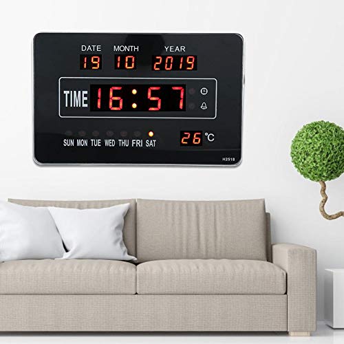 Reloj de calendario digital, reloj de calendario electrónico multifuncional, reloj de pared digital pantalla de temperatura de tiempo multifuncional decoración de oficina de dormitorio en casa