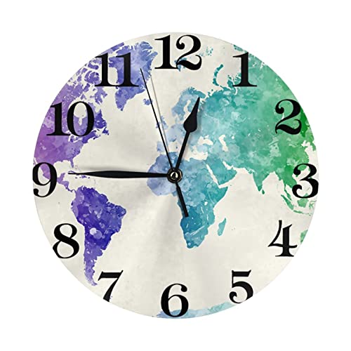 Reloj Numérico Mapa Topográfico Pintado Reloj Pared Vintage Reloj con Digital Fácil De Leer Reloj De Pared para Restaurante, Salón, La Casa