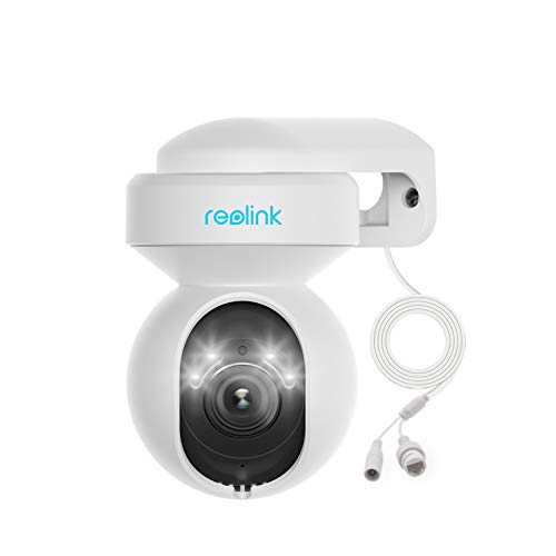 Reolink 5MP PTZ Cámara de Seguridad WiFi Exterior con 3X Zoom Óptico, Focos y Visión Nocturna en Color, 2.4/5GHz WiFi Cámara con Detección de Personas/Vehículos Seguimiento Automático, E1 Outdoor-V3