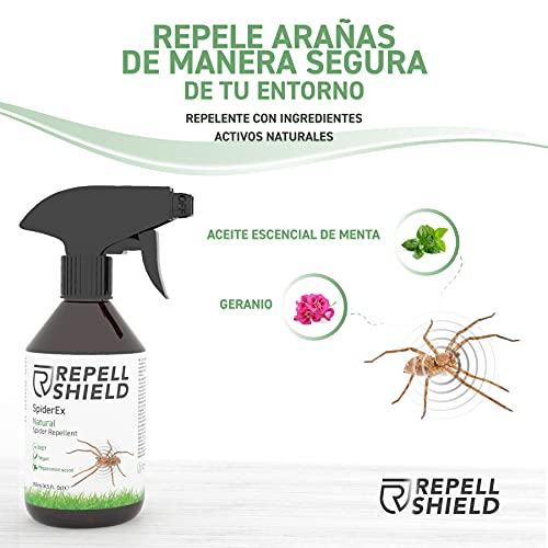 RepellShield Spray Repelente Anti Arañas - Repelente Arañas para Eliminar Arañas de Manera Efectiva - Repelente de Arañas Natural con Aceite de Menta - Alternativa Ideal al Mata Arañas Común, 250 ml