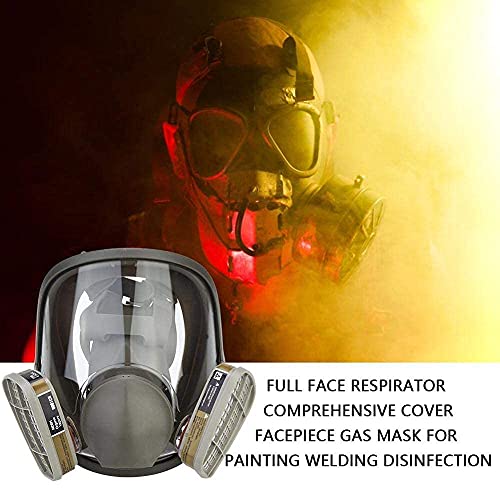 Respirador de cara completa, mascara de gas militar máscara de gas y respirador de vapor orgánico para pintar, desinfección de soldadura(Juego completo de 7 piezas + 3 cajas)