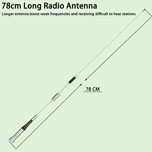 Retevis MA07 Antena de Radio Móvil Doble Banda VHF UHF 144 / 430MHz Antena de Coche Antena de Bajo SWR Alta Ganancia con Acero Inoxidable Plateado Adecuado para Coches Antena de Radio Móvil